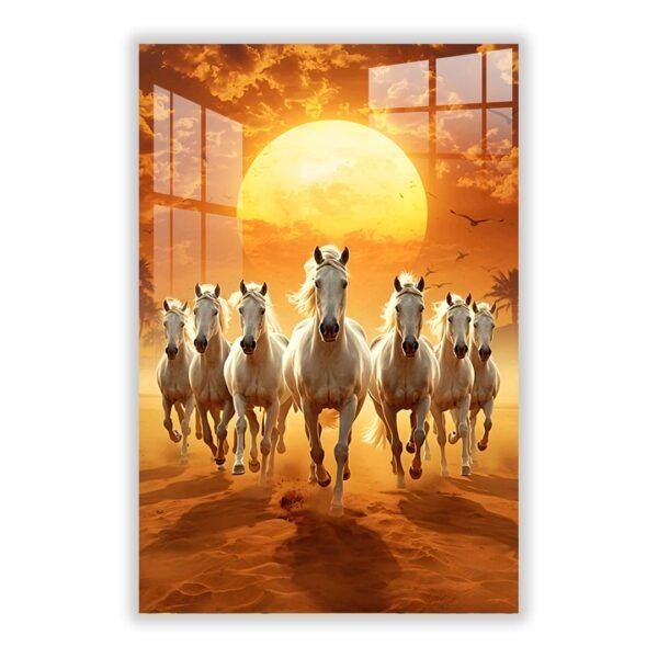 Seven Horses Vastu Acrylic Wall Art Frame